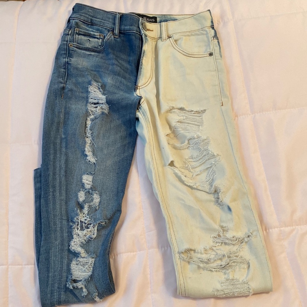 Two-toned Ripped Skinny Jeans